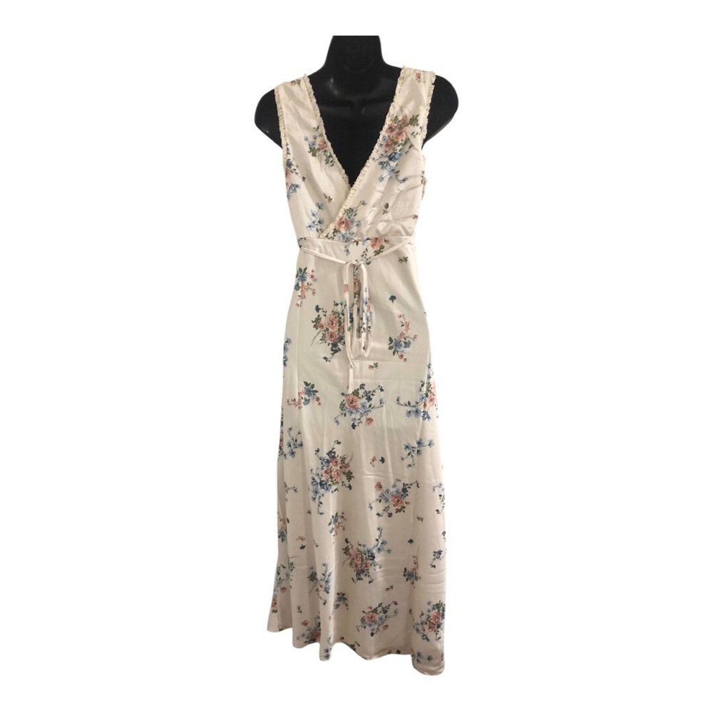 Jessica Simpson cream ditsy floral satin effect maxi dress size medium brand new - Picture 6 of 16